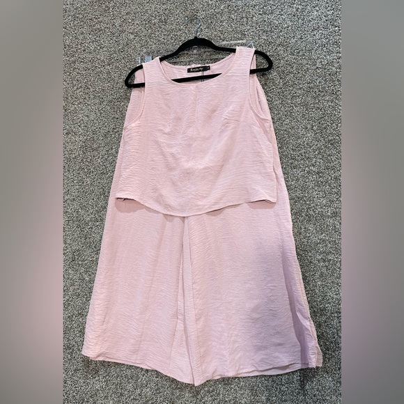 NWT Round Neck Crop Basic Top Cropped Wide Leg Pant Set Size Large - Picture 4 of 8